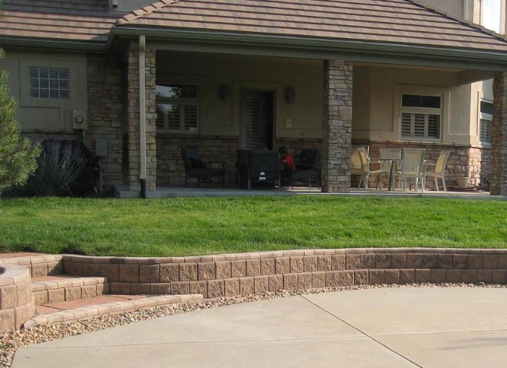 block retaining wall and steps