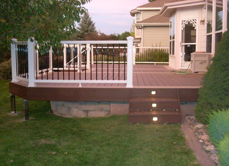 brown composite deck with lights