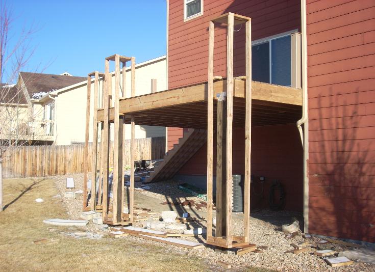 Deck and pillars under construction