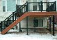 Composite redwood deck and black rails